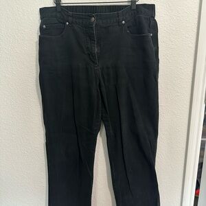Vintage Y2K Jeans Size 14 Black Denim Cropped High-Waisted Curvy Faded